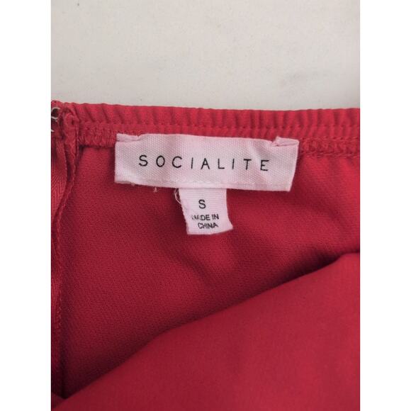 Socialite Women Red Jumpsuit S Holiday Christmas Cherry Red Party Event New Year - Picture 4 of 6